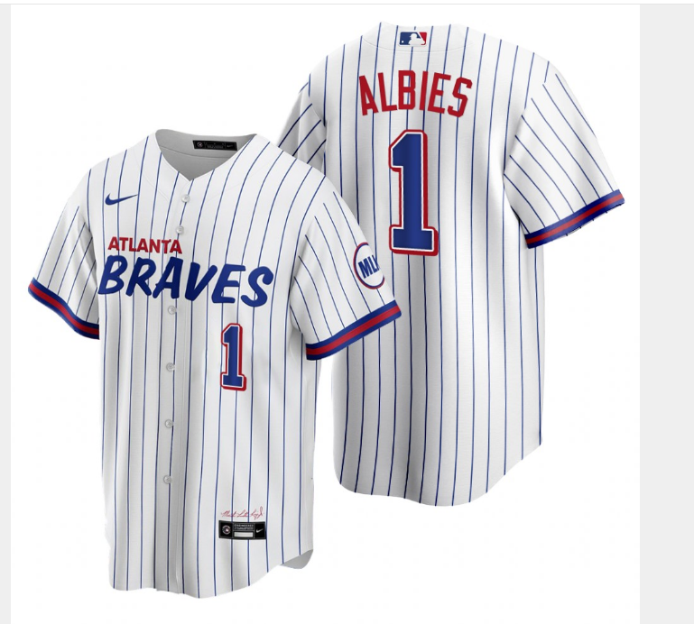 2021 Men Atlanta Braves #1 Albies White Game Nike MLB Jersey->atlanta braves->MLB Jersey